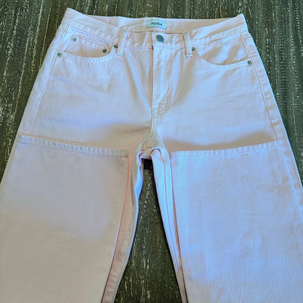 NWT Pistola “Lexi” Mid Rise Bowed Straight Denim Jeans Blush Pink Womens Size 29